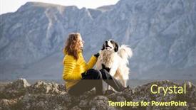  Presentation with mountain top - PPT layouts having woman-on-mountain-top background and a tawny brown colored foreground