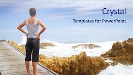  Presentation with old books on a wooden - Cool new presentation theme with view to the coal mine site backdrop and a sky blue colored foreground