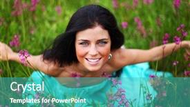  Presentation with drawing of pink lotus flower - Colorful slides enhanced with woman on pink flower field backdrop and a teal colored foreground