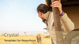  Presentation with africa safari - Cool new presentation with woman-on-safari-game-drive backdrop and a blonde colored foreground