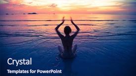  Presentation with sunset coast of the sea - Audience pleasing theme consisting of woman on sea coast cross backdrop and a  colored foreground