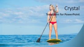  Presentation with paddle out hawaii - Cool new PPT theme with woman on stand up paddle backdrop and a  colored foreground