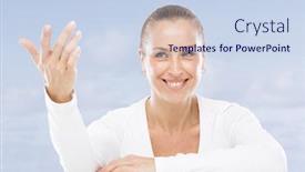  Presentation with summer holiday - Slide deck featuring woman on summer holiday background and a sky blue colored foreground