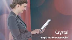  Presentation with sexy santa woman red - Cool new presentation theme with woman on tablet with red backdrop and a gray colored foreground