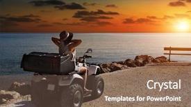  Presentation with atv - Presentation theme with quadbike - woman on the atv walk background and a violet colored foreground