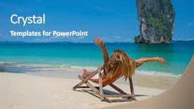  Presentation with thailand - Slide set having woman on the beach thailand background and a  colored foreground