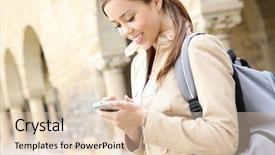  Presentation with cell phone towers - Beautiful presentation theme featuring woman on the cell phone backdrop and a lemonade colored foreground