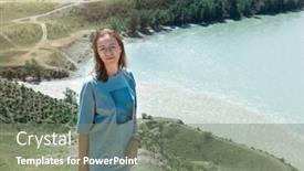 Presentation with rivers - Audience pleasing PPT theme consisting of woman-on-the-confluence backdrop and a gray colored foreground