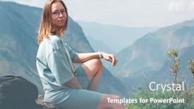  Presentation with river valley - Beautiful PPT theme featuring woman-on-the-top backdrop and a seafoam green colored foreground