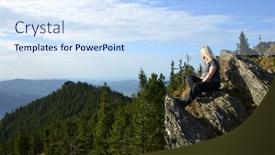  Presentation with mountain top - PPT theme with woman-on-the-top background and a sky blue colored foreground
