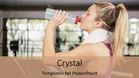  Presentation with treadmill - Amazing presentation design having woman on treadmill drinking water while exercising in gym backdrop and a coral colored foreground