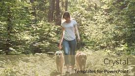  Presentation with dogs - Beautiful slides featuring woman-on-walk-with-two backdrop and a coral colored foreground