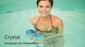  Presentation with aerobics - Theme featuring woman-on-water-aerobics-workout background and a mint green colored foreground