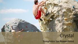  Presentation with red blood cells back ground - Slide deck enhanced with woman on workout at climbing background and a coral colored foreground