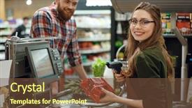 Presentation with healthy workspace - Theme with woman on workspace in supermarket background and a tawny brown colored foreground