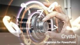  Presentation with safe space - Cool new slides with woman open safe backdrop and a coral colored foreground