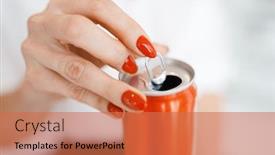  Presentation with young sing woman singing young - Presentation with woman-opens-a-soda background and a coral colored foreground