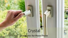  Presentation with mechanical ventilation in icu - Presentation theme with thorough - woman opens window for ventilation background and a mint green colored foreground