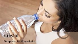  Presentation with latina - Colorful slide deck enhanced with woman or girl drinking water backdrop and a coral colored foreground