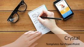  Presentation with student health - Cool new PPT theme with woman or student drawing scheme backdrop and a coral colored foreground