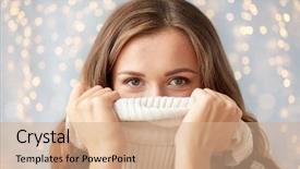  Presentation with christmas borders winter - Slide deck having woman or teen girl pull background and a coral colored foreground