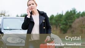 Presentation with gas - PPT theme with woman-out-of-gas-car background and a tawny brown colored foreground