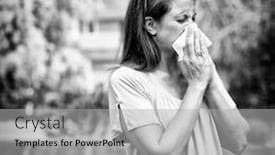  Presentation with tissue - Theme enhanced with woman-outside-blowing-nose background and a light gray colored foreground