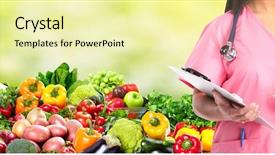  Presentation with public health care - Slide deck consisting of woman over diet and health background and a blonde colored foreground