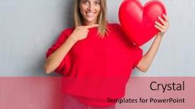  Presentation with red grey - Colorful PPT theme enhanced with woman over grunge grey wall backdrop and a red colored foreground