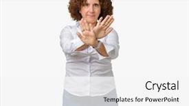  Presentation with businees - Audience pleasing PPT theme consisting of woman over isolated background rejection backdrop and a  colored foreground