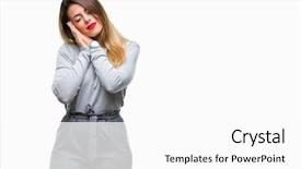  Presentation with worker - Slides featuring woman over isolated background sleeping background and a white colored foreground
