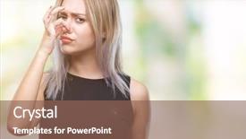  Presentation with bad breath - Cool new presentation theme with woman over isolated background smell backdrop and a violet colored foreground