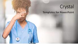  Presentation with doctor african - Slide deck enhanced with woman over isolated background smell background and a light gray colored foreground