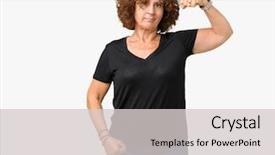  Presentation with super woman women power - Colorful slide set enhanced with woman over isolated background strong backdrop and a light gray colored foreground