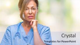  Presentation with nurse thinking - PPT theme having isolated background thinking looking tired background and a light blue colored foreground