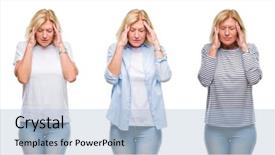  Presentation with collage - Presentation design featuring woman over white isolated backgroud background and a light blue colored foreground