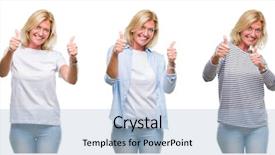  Presentation with collage of retro camera - Slide deck consisting of woman over white isolated backgroud background and a  colored foreground