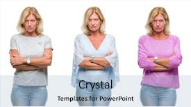  Presentation with army person pressing remote baton - Theme having woman over white isolated backgroud background and a  colored foreground