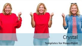  Presentation with collage - PPT theme consisting of woman over white isolated backgroud background and a  colored foreground