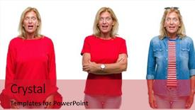  Presentation with collage - Beautiful PPT layouts featuring woman over white isolated backgroud backdrop and a  colored foreground