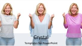  Presentation with collage - Slide deck with woman over white isolated backgroud background and a  colored foreground