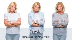  Presentation with army person pressing remote baton - Colorful PPT theme enhanced with woman over white isolated backgroud backdrop and a  colored foreground