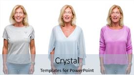  Presentation with collage - Audience pleasing slides consisting of woman over white isolated backgroud backdrop and a  colored foreground