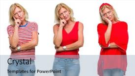  Presentation with collage - Slides having woman over white isolated backgroud background and a  colored foreground