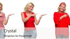  Presentation with collage - Slides with woman over white isolated backgroud background and a  colored foreground