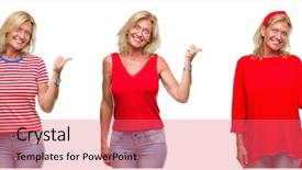  Presentation with age of enlightenment - Cool new PPT theme with woman over white isolated backgroud backdrop and a  colored foreground