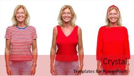  Presentation with collage - Audience pleasing theme consisting of woman over white isolated backgroud backdrop and a  colored foreground