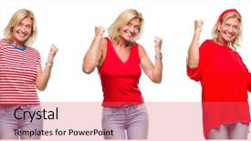  Presentation with collage - Audience pleasing PPT layouts consisting of woman over white isolated backgroud backdrop and a  colored foreground