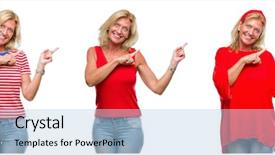  Presentation with collage - Cool new PPT theme with woman over white isolated backgroud backdrop and a  colored foreground