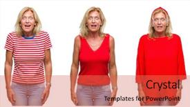  Presentation with collage - Theme having woman over white isolated backgroud background and a  colored foreground